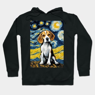 Beagle Dog Breed in a Van Gogh Starry Night Art Style Hoodie